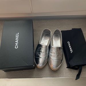 Chanel silver espadrilles size 37